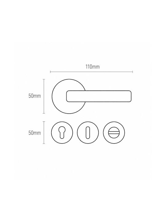 Best Design Door Handle WC Rosette 107 Black