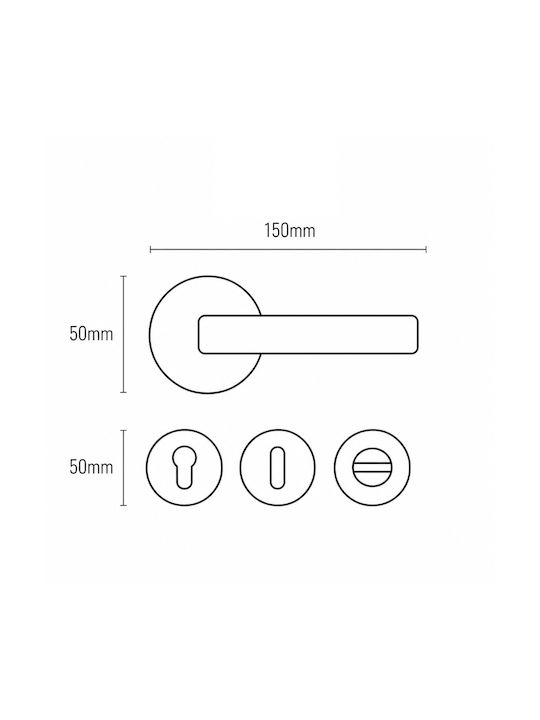 Best Design Door Handle WC Rosette 805 Black
