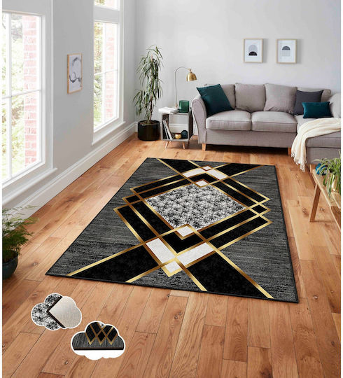 Conceptum Hypnose Teppich Rechteckig Synthetisch,Polyester/Cotton/Leather Black-gold