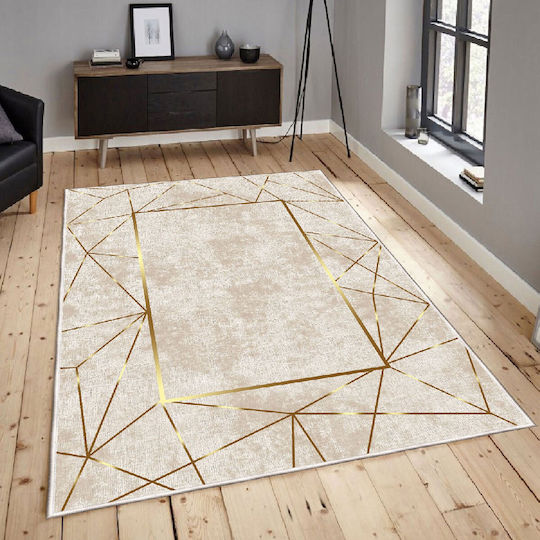 Conceptum Hypnose Teppich Rechteckig Synthetisch,Polyester/Cotton/Leather Beige-Gold