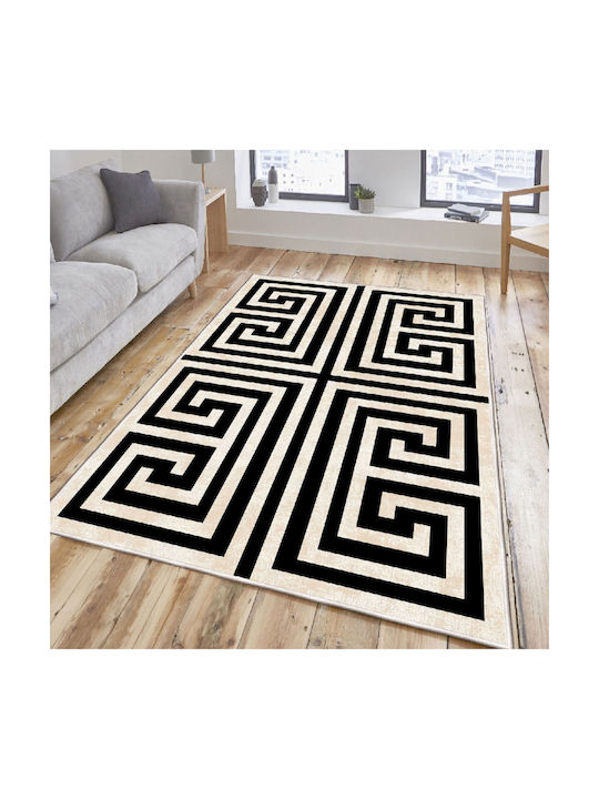 Conceptum Hypnose Teppich Rechteckig Synthetisch,Polyester/Cotton/Leather Black-white