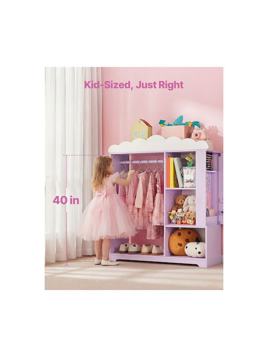 Vevor Kids Multi Hook Wooden Purple with Shelf
