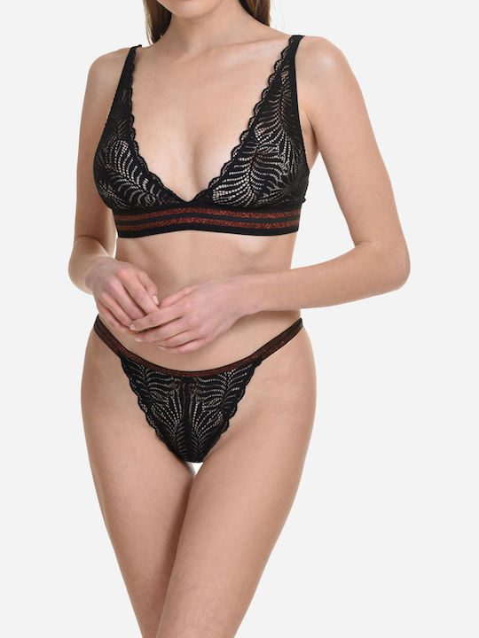 Tanga Women's Slip with Lace Black
