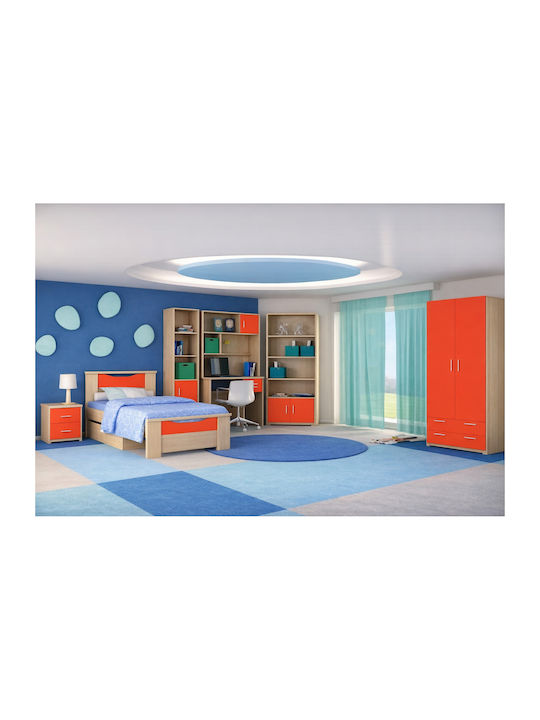 Kids Bedroom Set Smile Red Natural 8 Pieces with Bed for Mattress 110x190cm