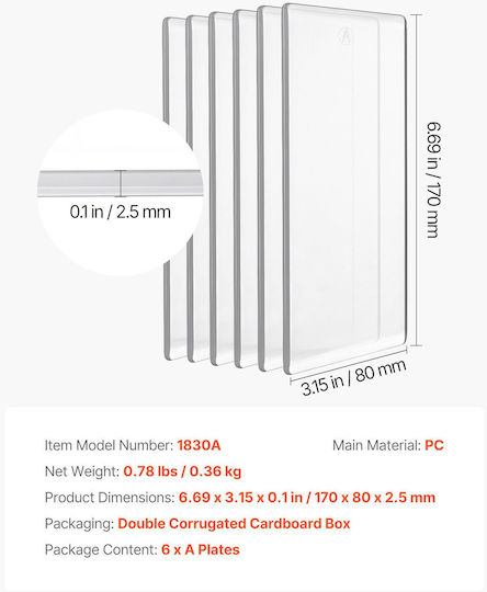 Vevor Σετ Επιφάνεια Κοπής Χάρτινη Διάφανο 17x8cm 6τμχ
