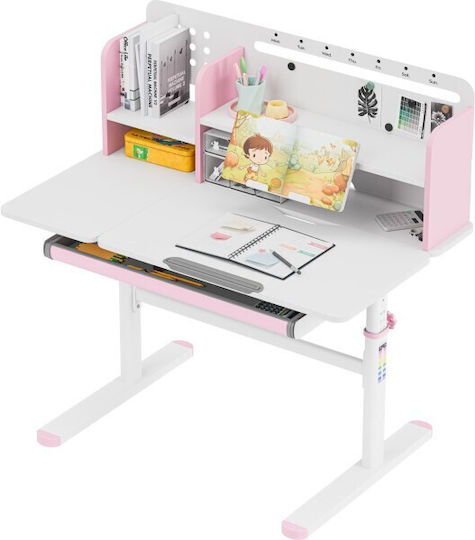 Kinder Schreibtisch aus Melamin Rosa 100x60x92-112cm