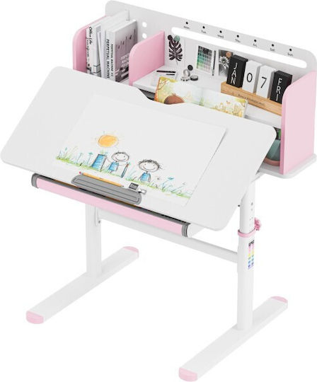 Birou Pentru Copii Din Melamină Roz 90x60x92-112cm