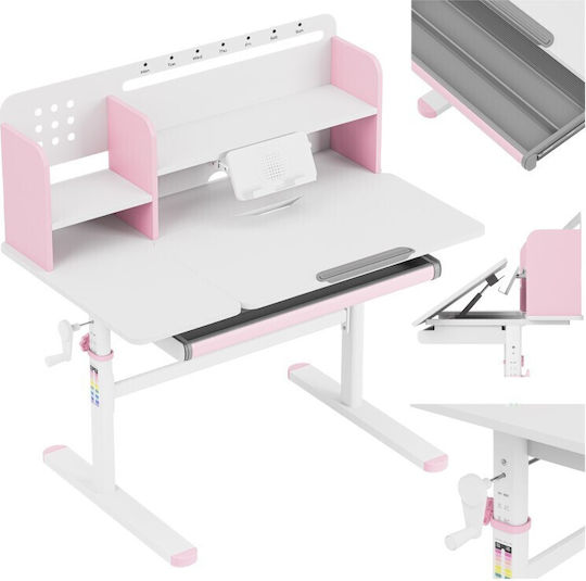 Kinder Schreibtisch aus Melamin Rosa 100x60x92-112cm