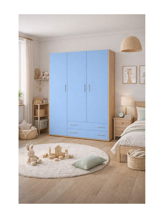 Drei Türen Kinderkleiderschrank Hellblau 110x50x180cm