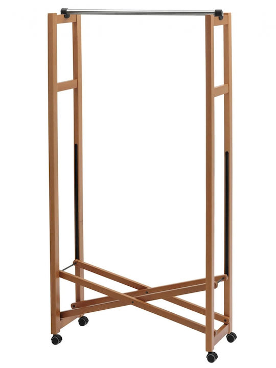 Arredamenti Italia Wheeled Wooden Telescopic Brown Garment Rack 78x31x160cm