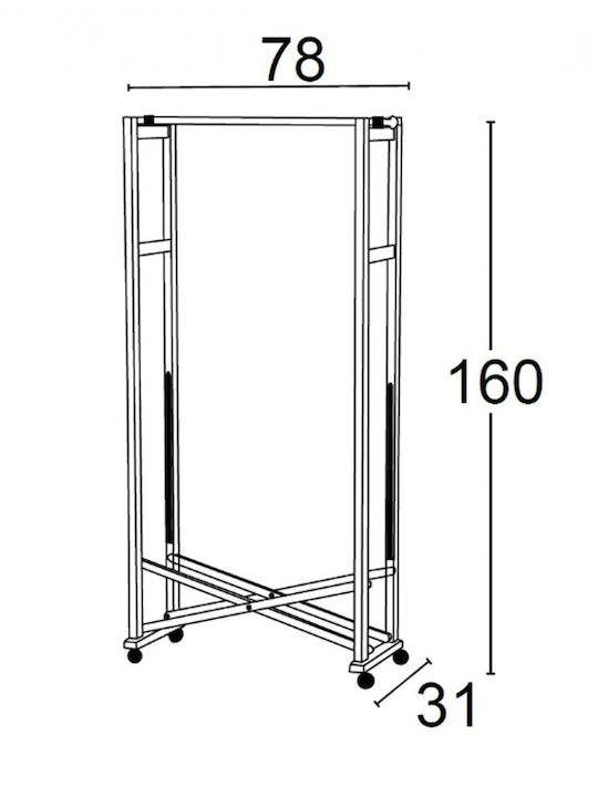 Arredamenti Italia Wheeled Wooden Telescopic Brown Garment Rack 78x31x160cm