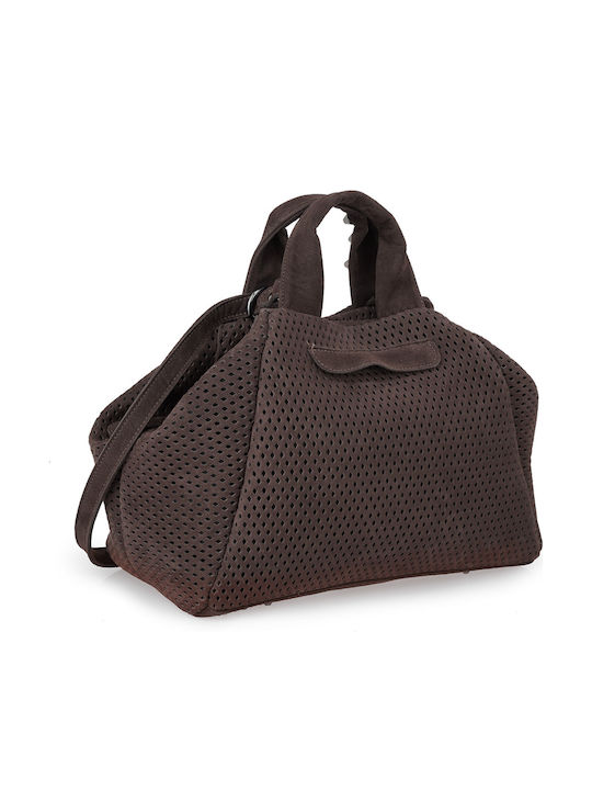 Bubble Leather Women's Suede Brown Handbag