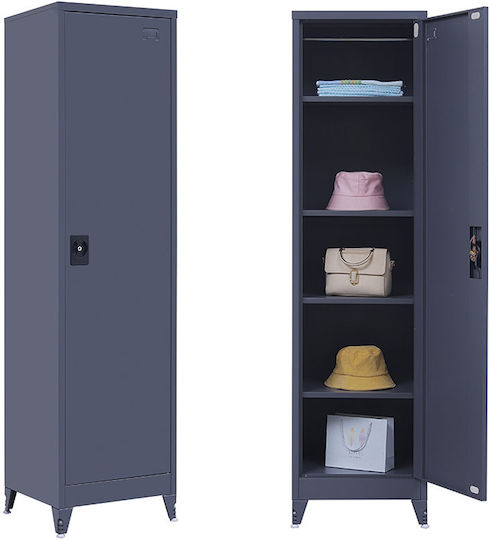 Dulap Metalic Unică Foaie Galvanizat Cu Posibilitate De Blocare Cu 4 Rafturi Potrivit Pentru Spații Mici Antracit Mat 50x45x91cm