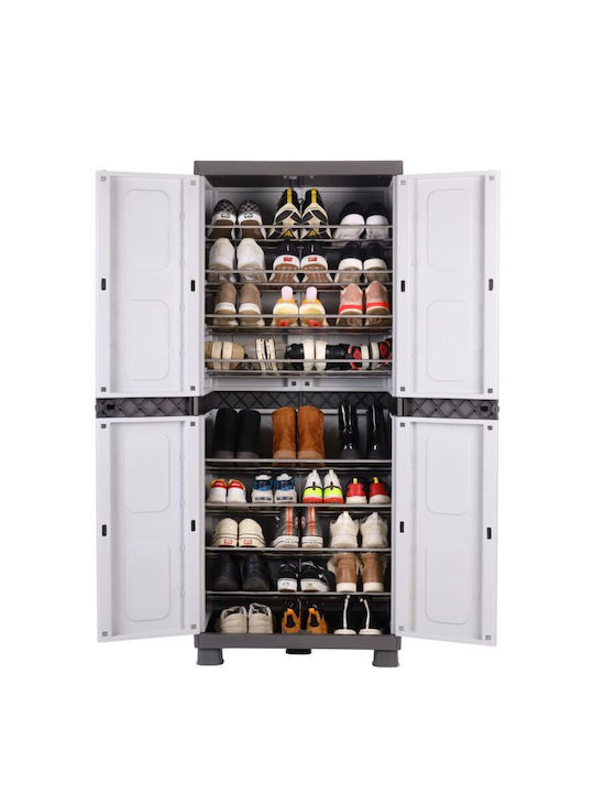 Homeplast Außenschrank zur Aufbewahrung mit Verriegelungsfunktion mit 8 Regalen Grau/Anthrazit 73x44x179cm