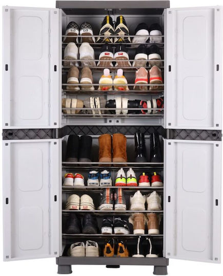 Homeplast Außenschrank zur Aufbewahrung mit Verriegelungsfunktion mit 8 Regalen Grau/Anthrazit 73x44x179cm