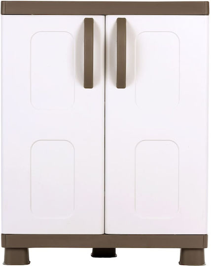 Shoe Cabinet Leda Plastic with 4 Shelves Beige/White 73x44x96cm