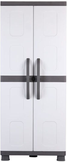 Double-Leaf Leto Plastic Cabinet with Locking Capability with 6 Shelves Grey / Anthracite 73x44x179 cm