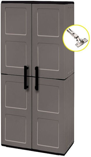 Doppelflügeliger Außenschrank zur Aufbewahrung aus Polypropylen mit Trennwand & 3 Regale 68x37x163cm