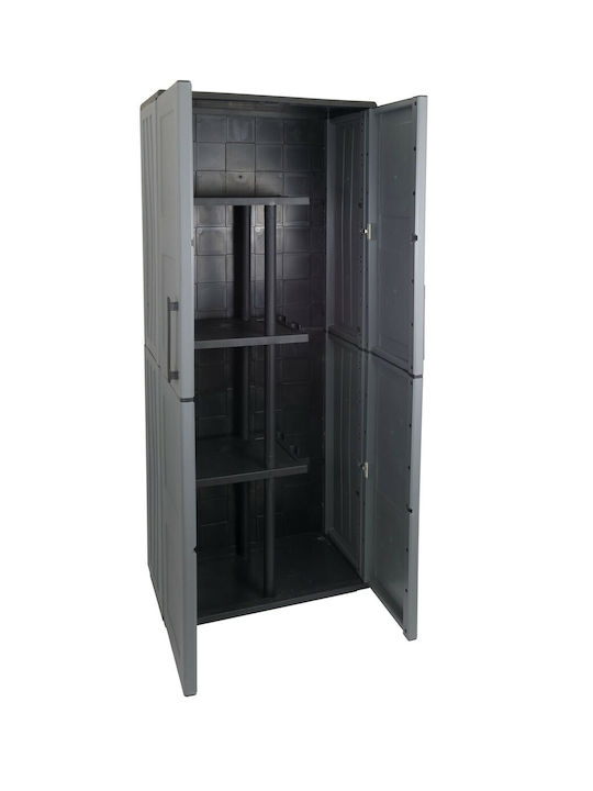 Dulap Dublu-Foi din Polipropilenă cu Spațiu de Depozitare în Aer Liber și 3 Rafturi 68x37x163cm