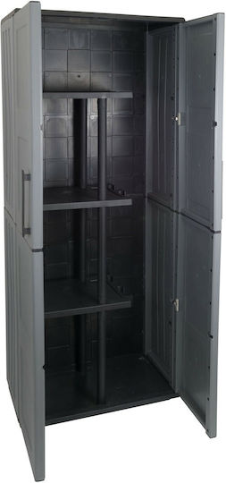 Doppelflügeliger Außenschrank zur Aufbewahrung aus Polypropylen mit Trennwand & 3 Regale 68x37x163cm