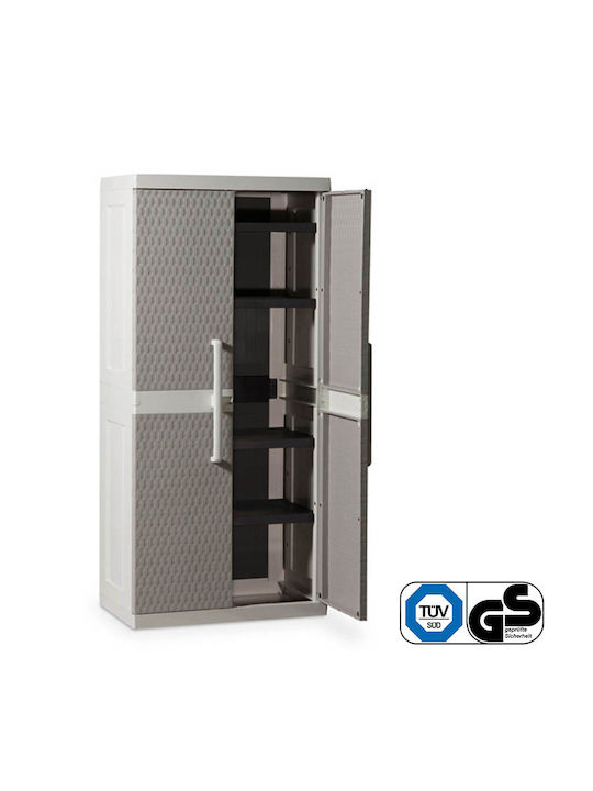 Δίφυλλη Ντουλάπα Rattan XL Πλαστική με 4 Ράφια Light Grey / Warm Grey 312 89x54x190εκ.
