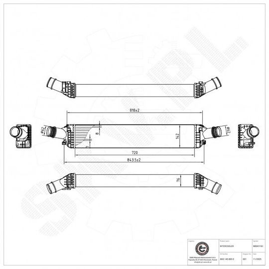Интеркулер Audi A4 A5 A6 A7 A8 Q5 Porsche Macan 8k0145805e