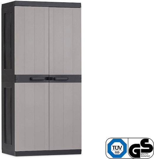 Zweiflügeliger Schrank Bios Mega XXL Kunststoff mit 3 Regale Black / Warm Grey 89x54x190cm