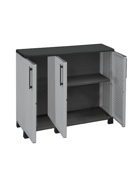 Dreiblättrige Außenschrank aus Polypropylen mit Trennwand & 1 Regal 102x37x89cm