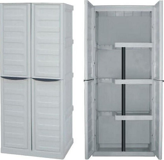Double Door Wardrobe S70/PS Plastic with Divider & 3 Shelves 70x39x165cm