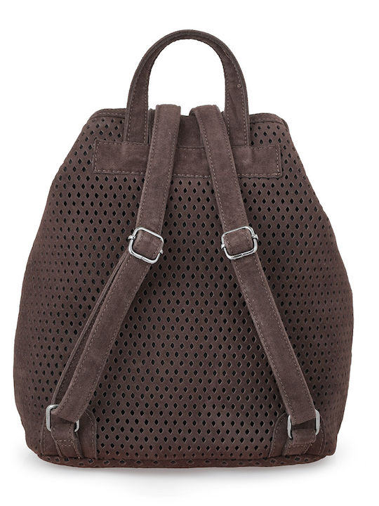 Recycled Backpack Δερμάτινη Γυναικεία Τσάντα Πλάτης Καφέ