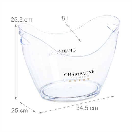 Relaxdays Champagners Simple Din Plastic Transparent 8lt Cu Dimensiuni 25.5x34.5x25cm
