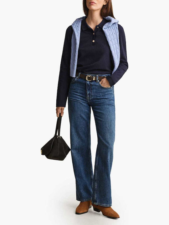 Women's Cotton Long Sleeve Dark Blue Blouse