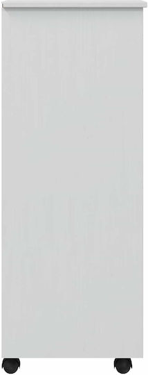 Office Storage Drawer from Solid Wood & Metal with Wheels White 34x39x100cm