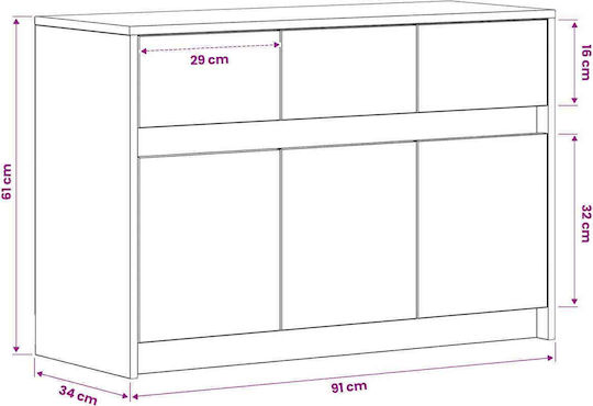 vidaXL TV-Ständer Schwarz Drossel M91xP34xH61cm