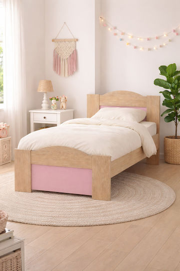 Welle Kinderbett Klassisch Einzeln Beige für Matratze 90x190cm