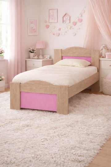 Welle Kinderbett Klassisch Einzeln Beige für Matratze 90x190cm