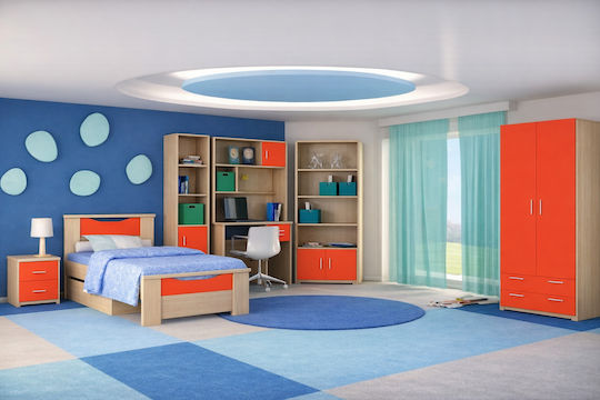 Χαμόγελο Παιδικό Κρεβάτι Μονό Κόκκινο για Στρώμα 90x190cm