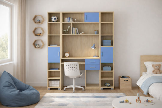 No 13 Bücherregal Boden Oak-Ciel 40x30x180cm