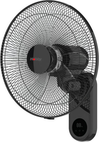 Primo 15833R Wall Fan 65W Diameter 45cm with Remote Control Black