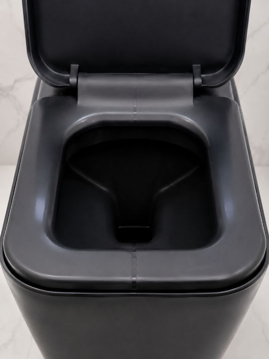 Huida Stehende Toilette mit Spülung mit Deckel Sanftes Schließen Schwarz