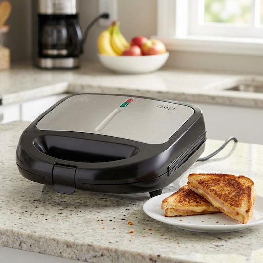Ankor Sandwich-Maker Grill mit Herausnehmbare Gitter 950W Inox
