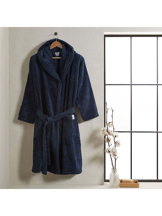 Hauz Modal Bathrobe with Hood Insignia Βluε 350gr/m²