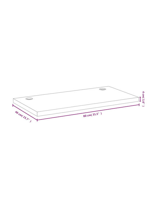 vidaXL Rectangular Office Desk Surface Bamboo 80x40x4cm 352761 1pcs