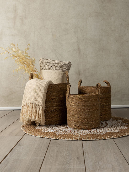 InTheBox Set Decorative Baskets Wicker with Handles 35x35x35cm 3 Pieces