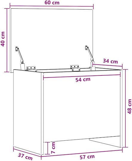 vidaXL Decorative Wooden Trunk Grey 60x40x50cm