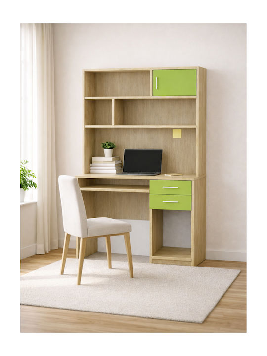 No 8 Kinderschreibtisch aus Melamin Oak-Light Green 100x55x80cm