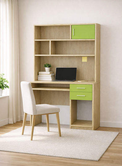 No 8 Детско бюро от меламин Oak-Light Green 100x55x80см