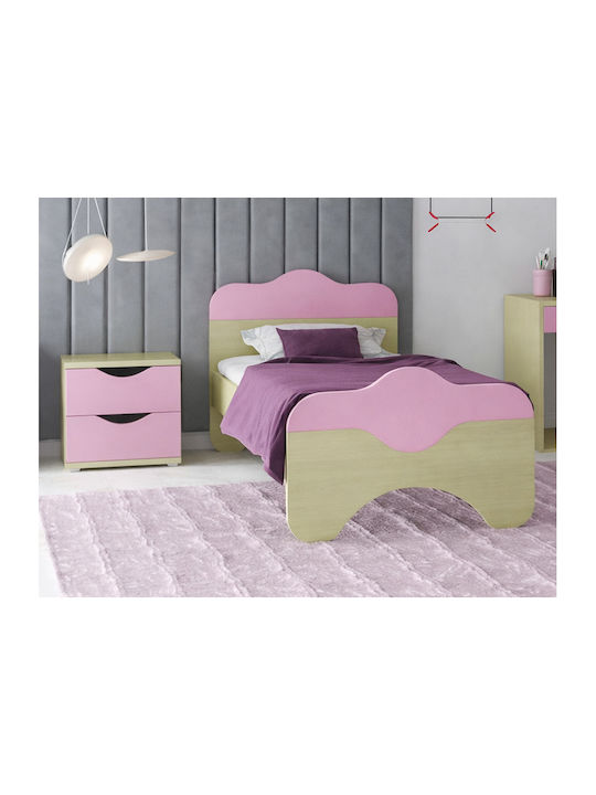 Puzzle Masa de noapte pentru copii Lemn Oak-Pink 50x40x45cm