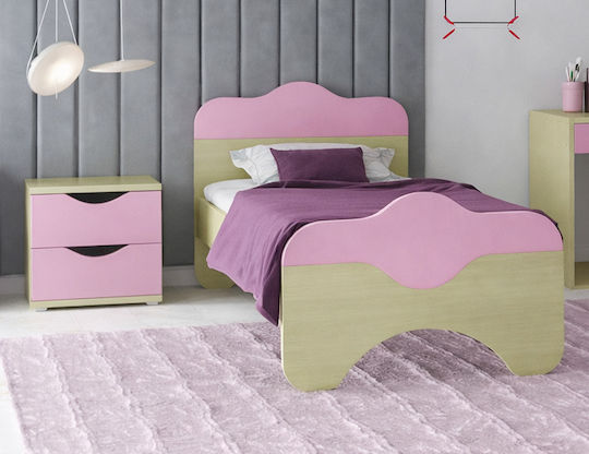 Puzzle Masa de noapte pentru copii Lemn Oak-Pink 50x40x45cm