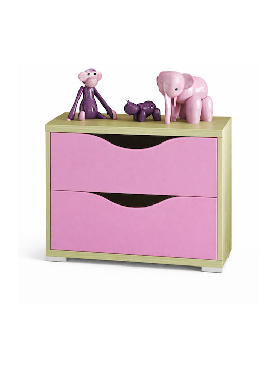 Puzzle Masa de noapte pentru copii Lemn Oak-Pink 50x40x45cm